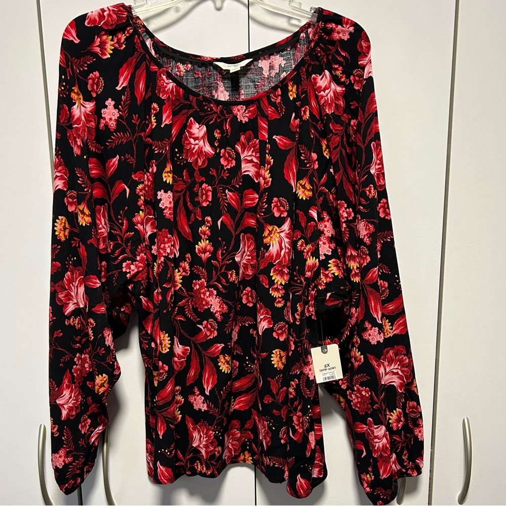 Terra and Sky long sleeve peasant blouse. NWT size 2X (22/24W)